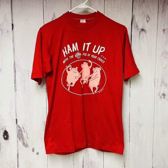 WOLF Other - Vintage 1980s Kahns Shirt Medium Single Stitch Wolf & Sons Hot Dog Tee